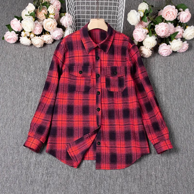 European And American Fashion Plaid Top