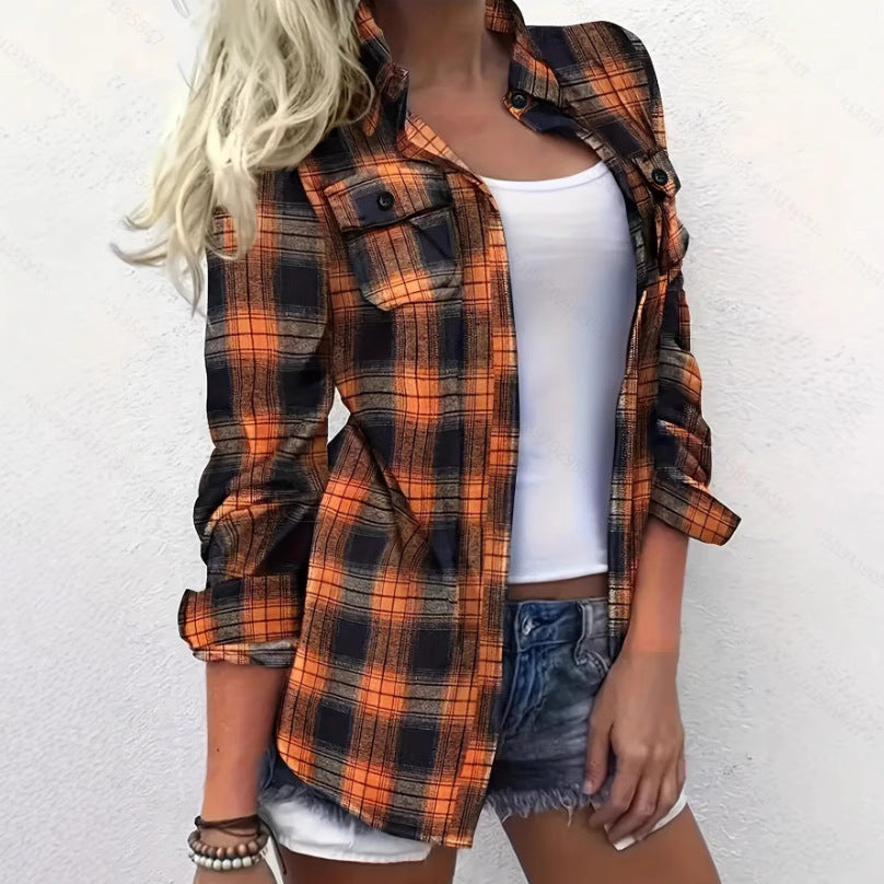 European And American Fashion Plaid Top
