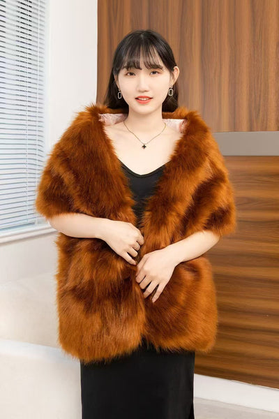 Women's Big Fur Collar Scarf Shawl