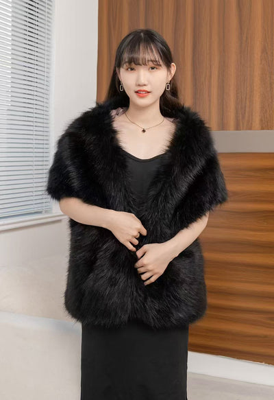 Women's Big Fur Collar Scarf Shawl