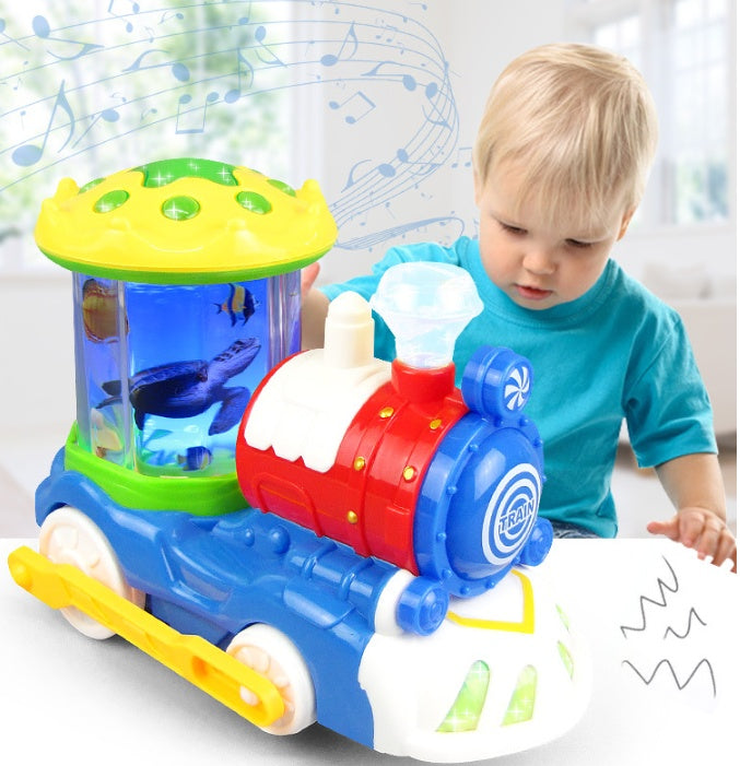 Electric Universal Underwater World Light And Music Rotating Train
