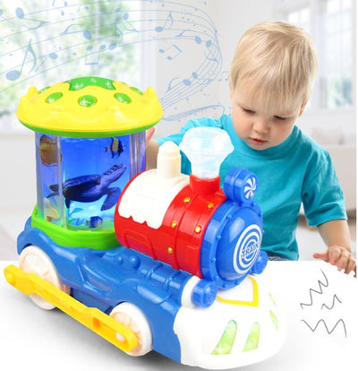 Electric Universal Underwater World Light And Music Rotating Train