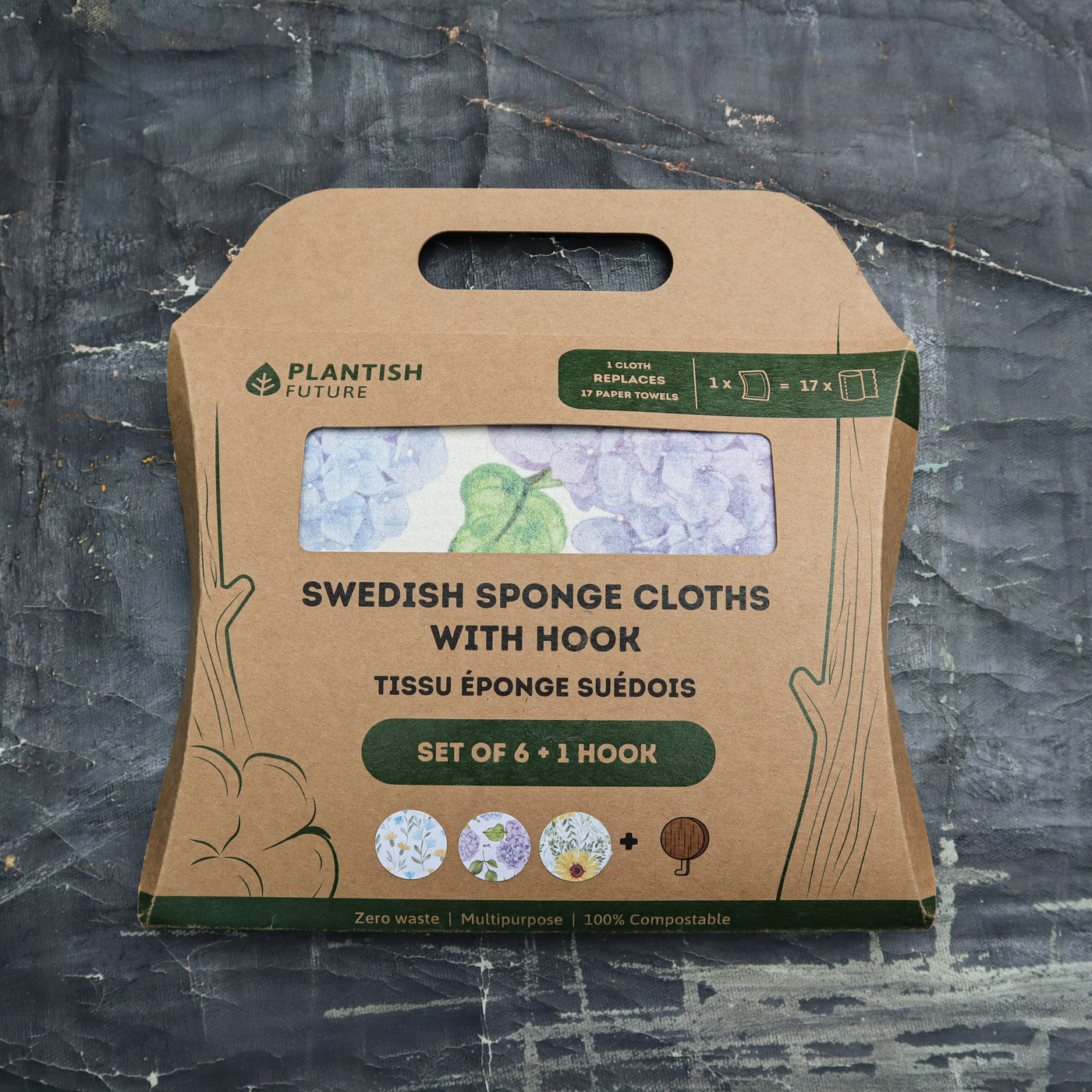 Floral Bursts - Swedish Sponge Cloth Set + Hook-0