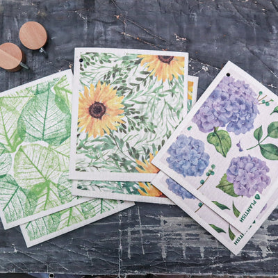 Floral Bursts - Swedish Sponge Cloth Set + Hook-2