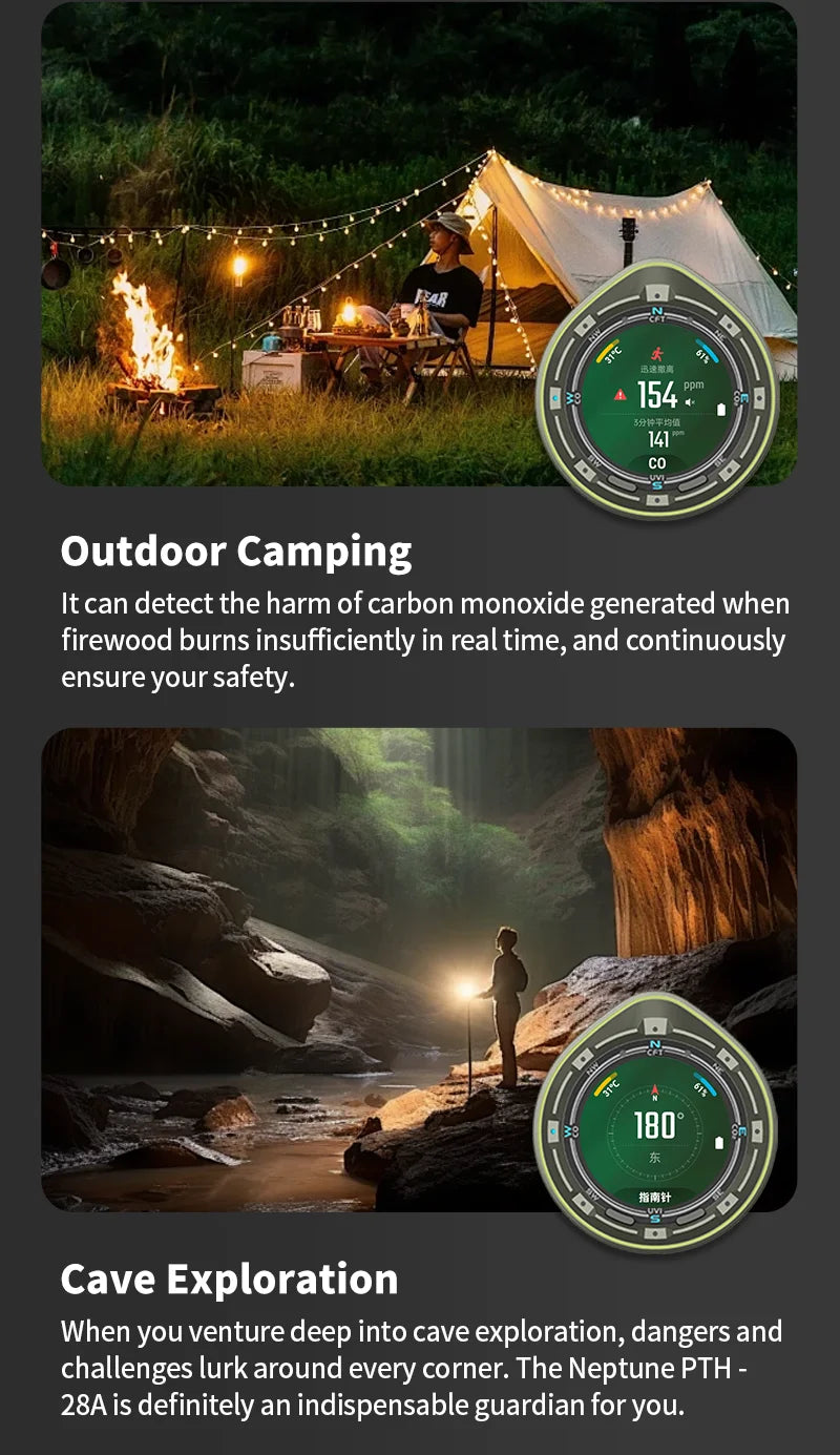 Protmex Portable Multifunctional Carbon Monoxide CO2 Detector Air Quality Meter Temperature Humidity Meter with Touch Screen UV