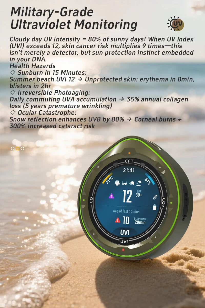 Protmex Portable Multifunctional Carbon Monoxide CO2 Detector Air Quality Meter Temperature Humidity Meter with Touch Screen UV