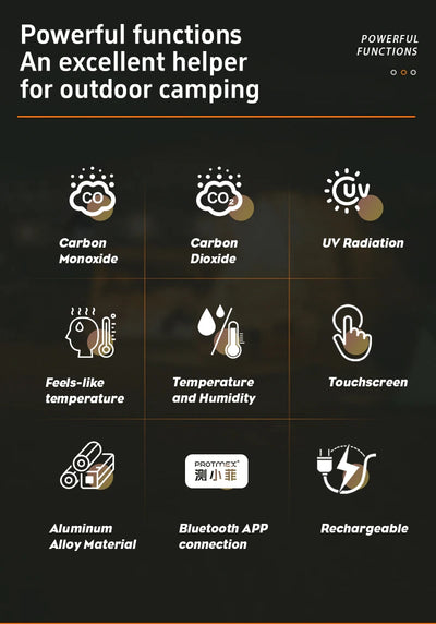 Protmex Portable Multifunctional Carbon Monoxide CO2 Detector Air Quality Meter Temperature Humidity Meter with Touch Screen UV