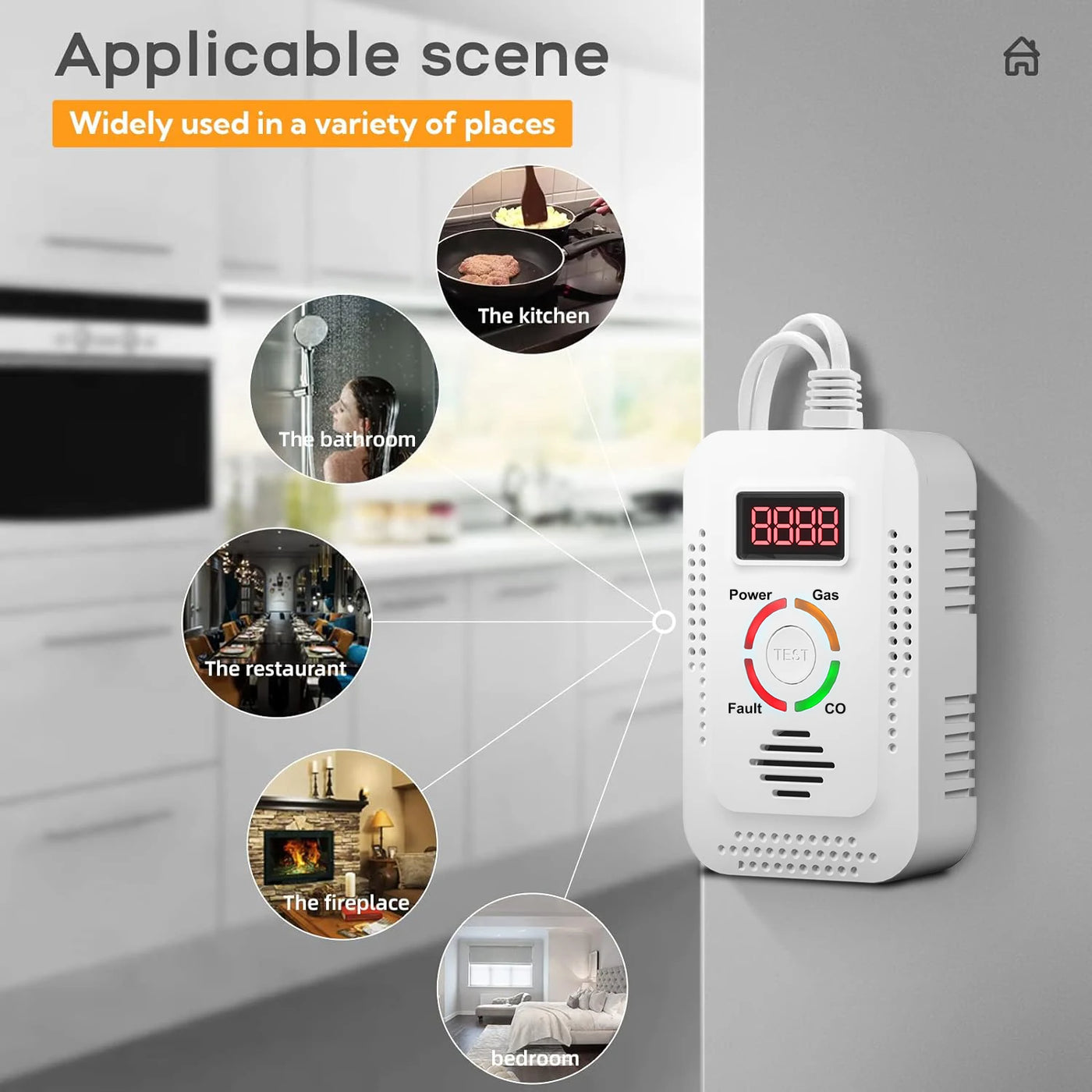 Natural Gas Detector And Carbon Monoxide CO Detector, Combustible Gas Leak Detector Monitor For Gas,Co, Methane(CH4) In Kitchen