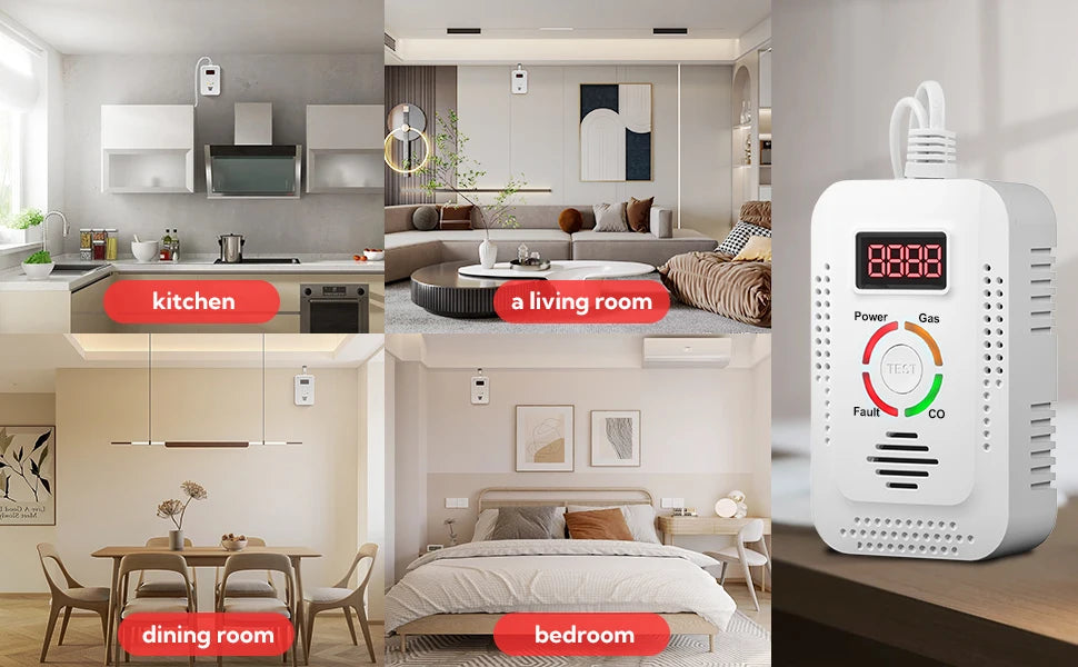 Natural Gas Detector And Carbon Monoxide CO Detector, Combustible Gas Leak Detector Monitor For Gas,Co, Methane(CH4) In Kitchen