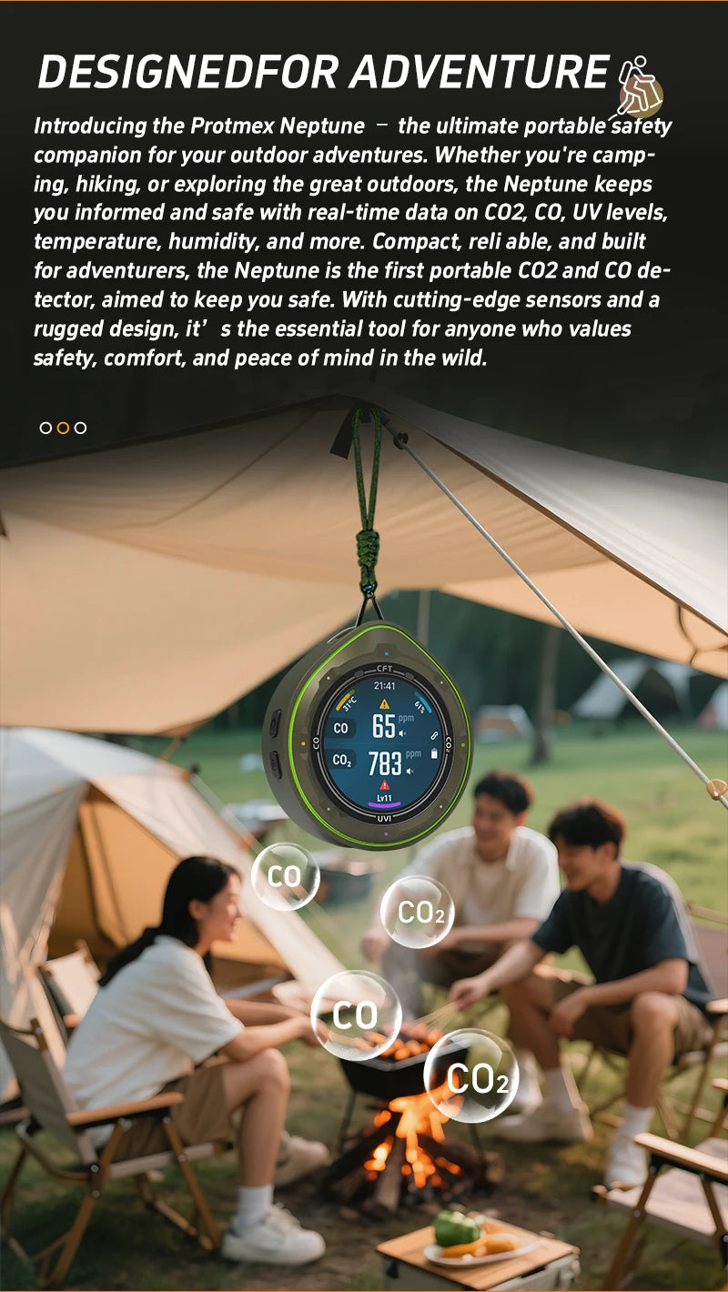 Protmex Portable Multifunctional Carbon Monoxide CO2 Detector Air Quality Meter Temperature Humidity Meter with Touch Screen UV