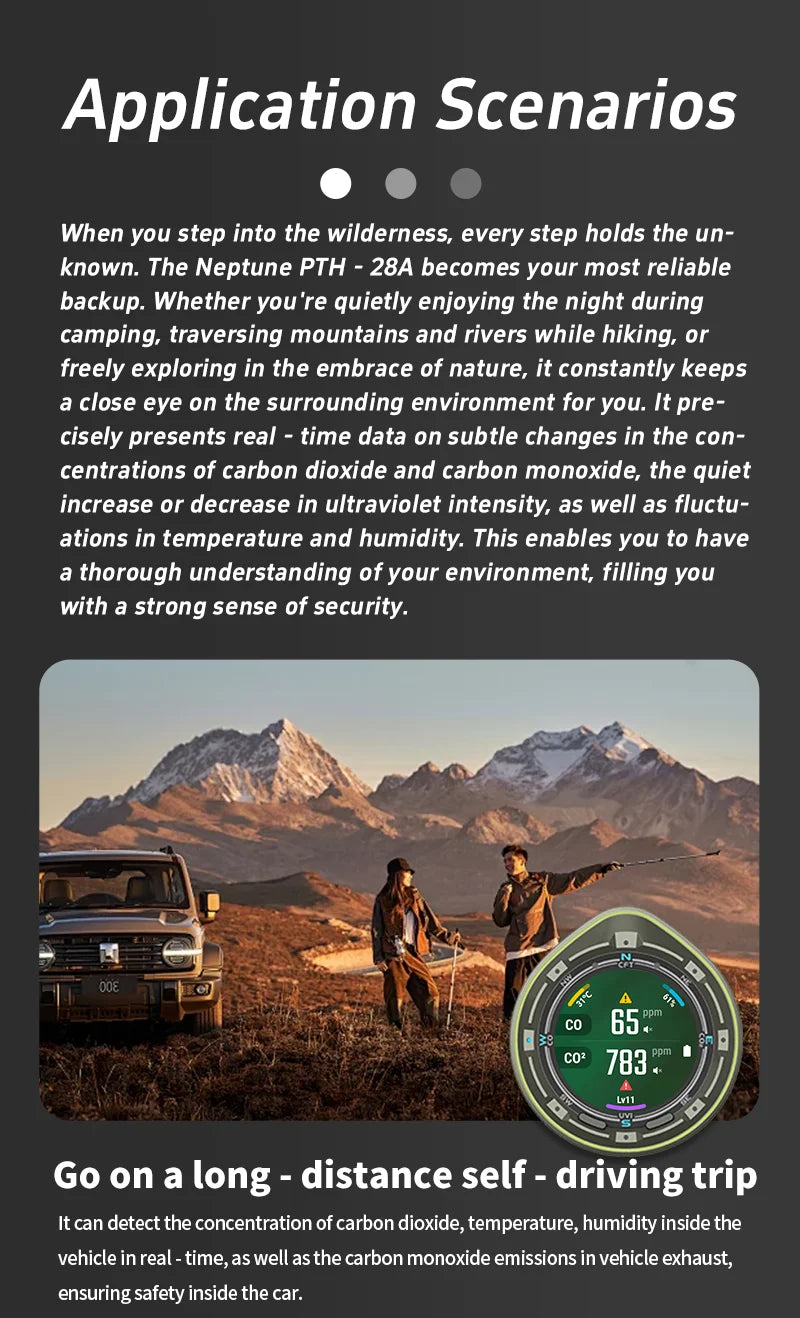 Protmex Portable Multifunctional Carbon Monoxide CO2 Detector Air Quality Meter Temperature Humidity Meter with Touch Screen UV