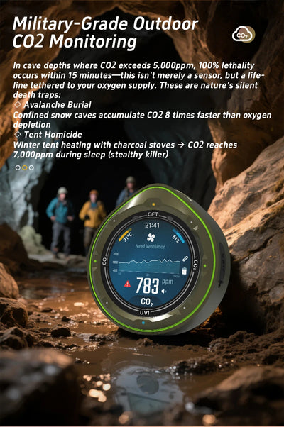 Protmex Portable Multifunctional Carbon Monoxide CO2 Detector Air Quality Meter Temperature Humidity Meter with Touch Screen UV