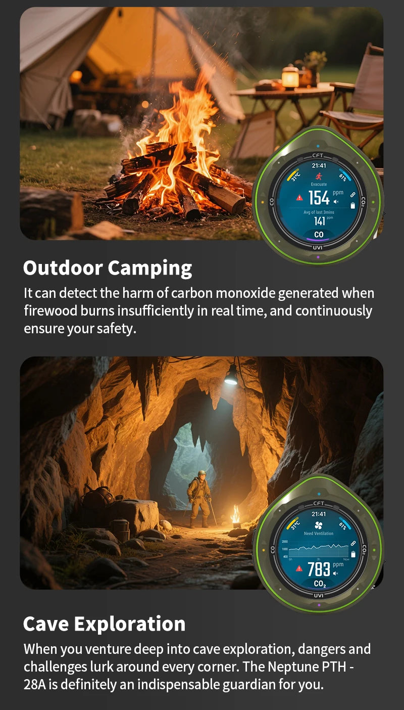 Protmex Portable Multifunctional Carbon Monoxide CO2 Detector Air Quality Meter Temperature Humidity Meter with Touch Screen UV