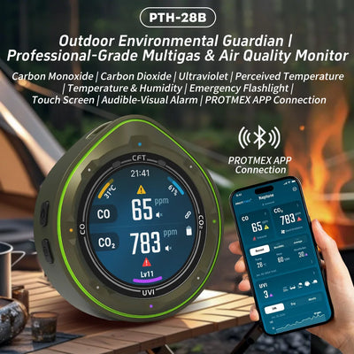 Protmex Portable Multifunctional Carbon Monoxide CO2 Detector Air Quality Meter Temperature Humidity Meter with Touch Screen UV