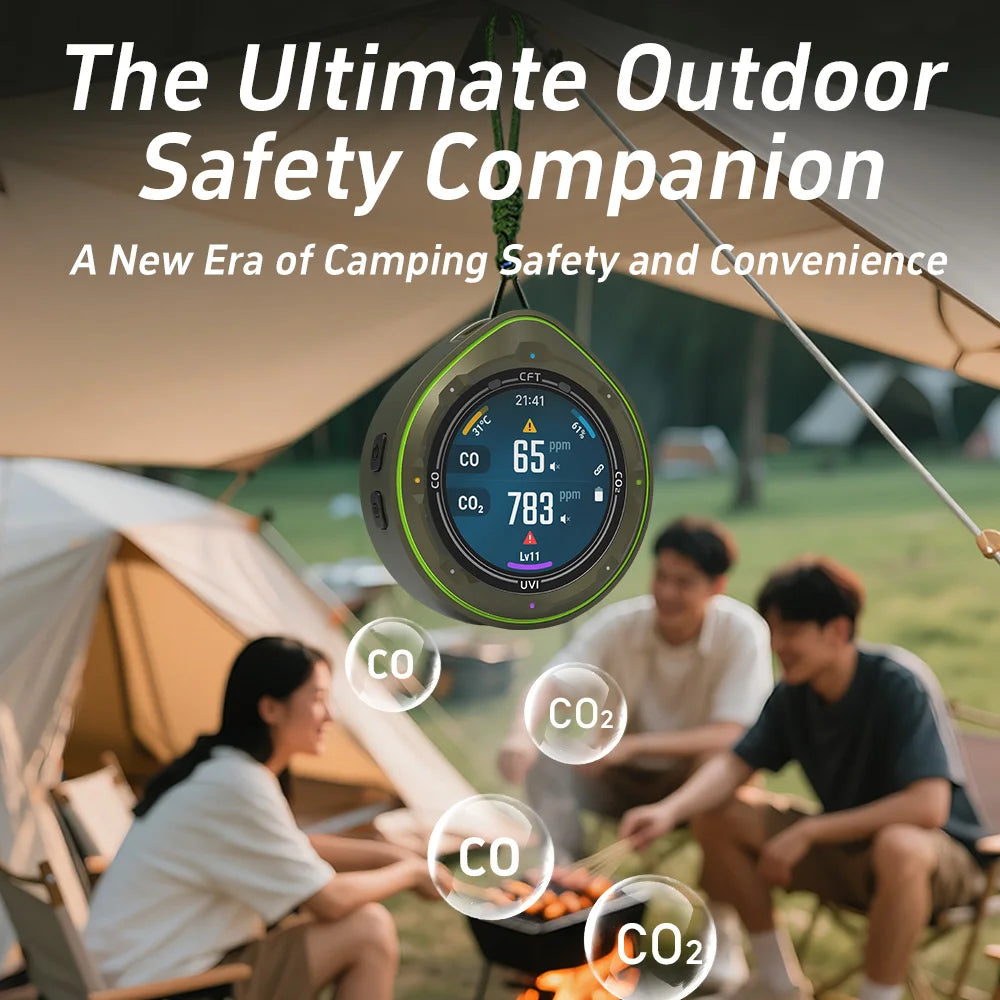 Protmex Portable Multifunctional Carbon Monoxide CO2 Detector Air Quality Meter Temperature Humidity Meter with Touch Screen UV