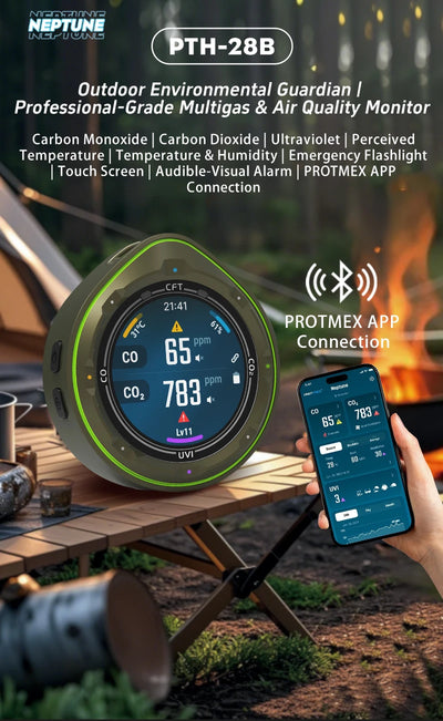 Protmex Portable Multifunctional Carbon Monoxide CO2 Detector Air Quality Meter Temperature Humidity Meter with Touch Screen UV