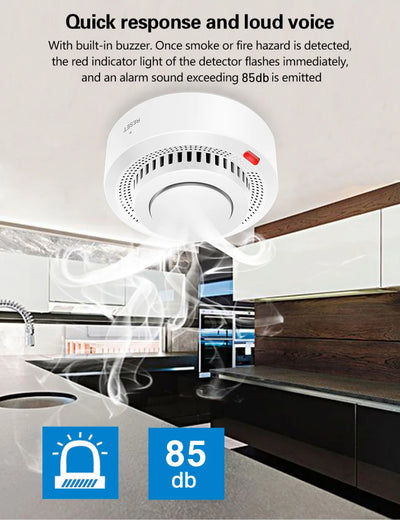 Tuya WiFi Smoke Detector Real-time Monitoring Remote Alarm Notification App Control Works With Alexa Google Home