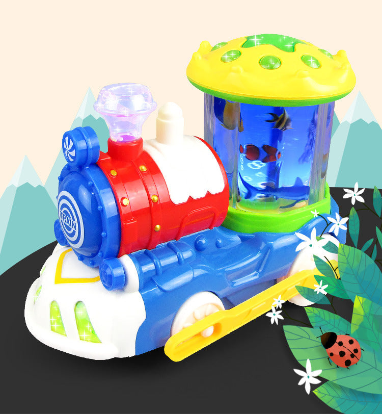 Electric Universal Underwater World Light And Music Rotating Train