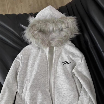 Retro Short Fur Collar Coat Warm With Velvet