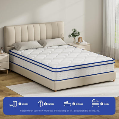 Single Bed Mattress, Single Bed Hybrid Mattress, Boxed, Medium Firm Memory Foam And Spring Mattress, Stress Relief And Motion Isolation, Fiberglass Mattress, CertiPUR-US Certifie